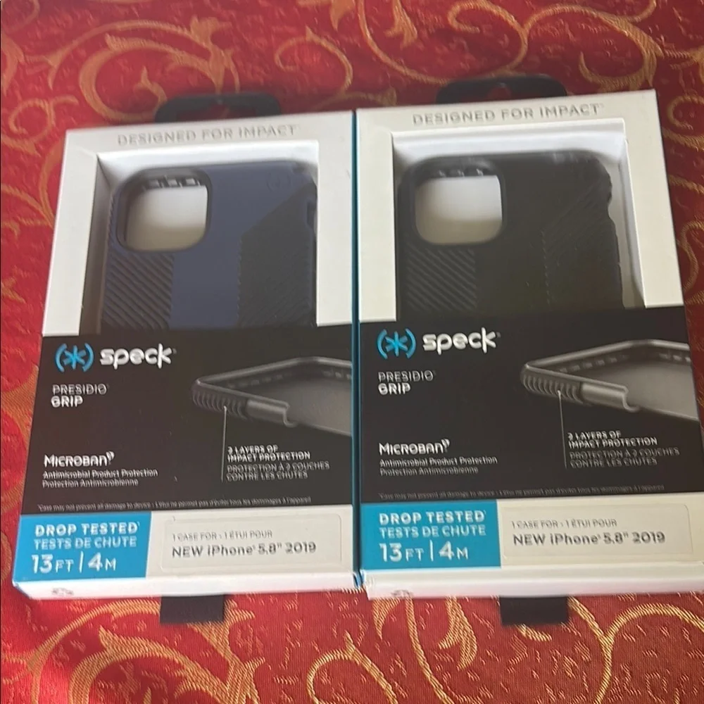 Lot of 2 Speck Presidio Grip iPhone Cases - Black and Blue